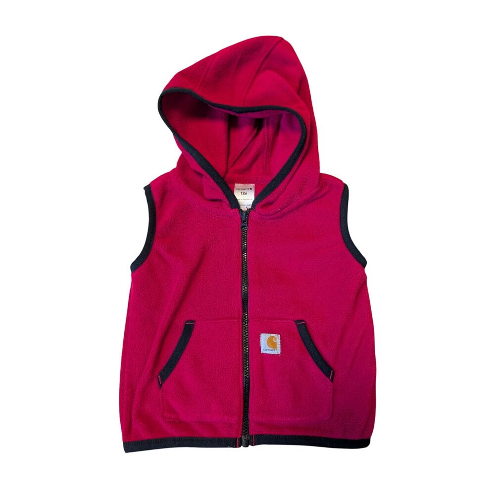 Carhartt Baby Girls Fleece Hooded Vest Full Zip Pink Size 12M